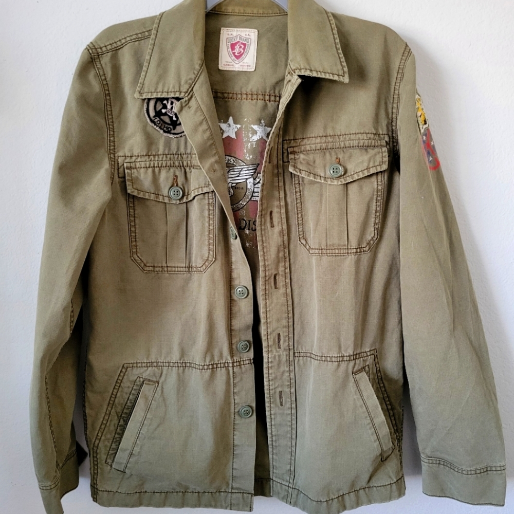 Lucky Brand Military Jacket Mens small green